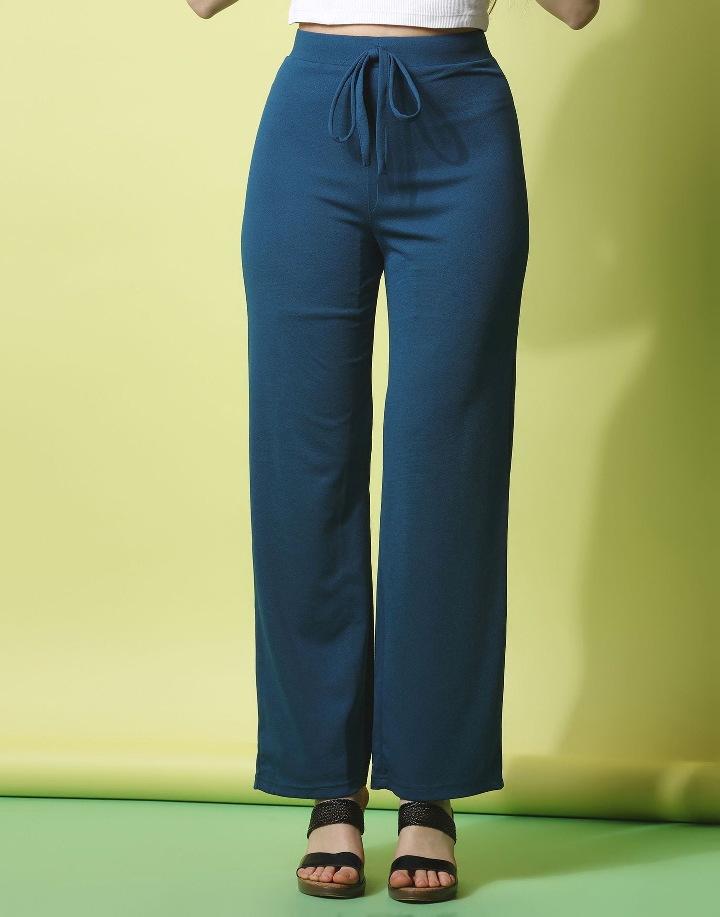Teal knotted Straight Fit Trouser | Sudathi