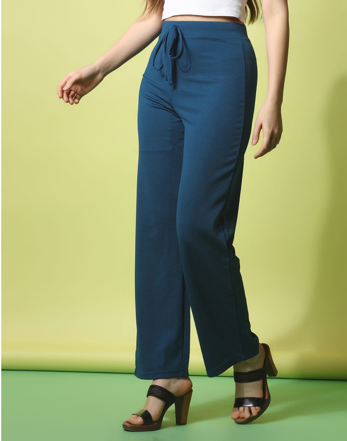 Teal knotted Straight Fit Trouser | Sudathi
