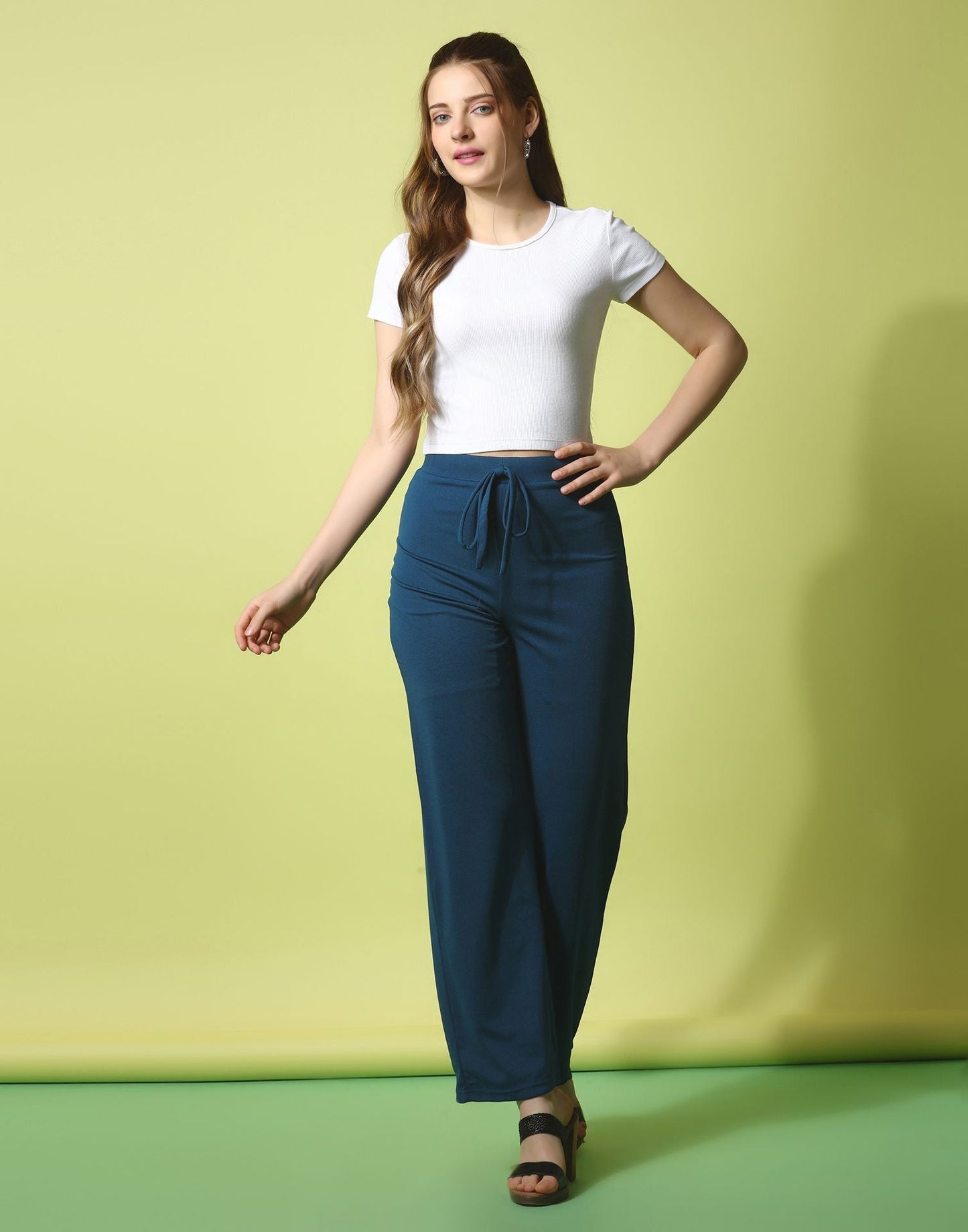 Teal knotted Straight Fit Trouser | Sudathi