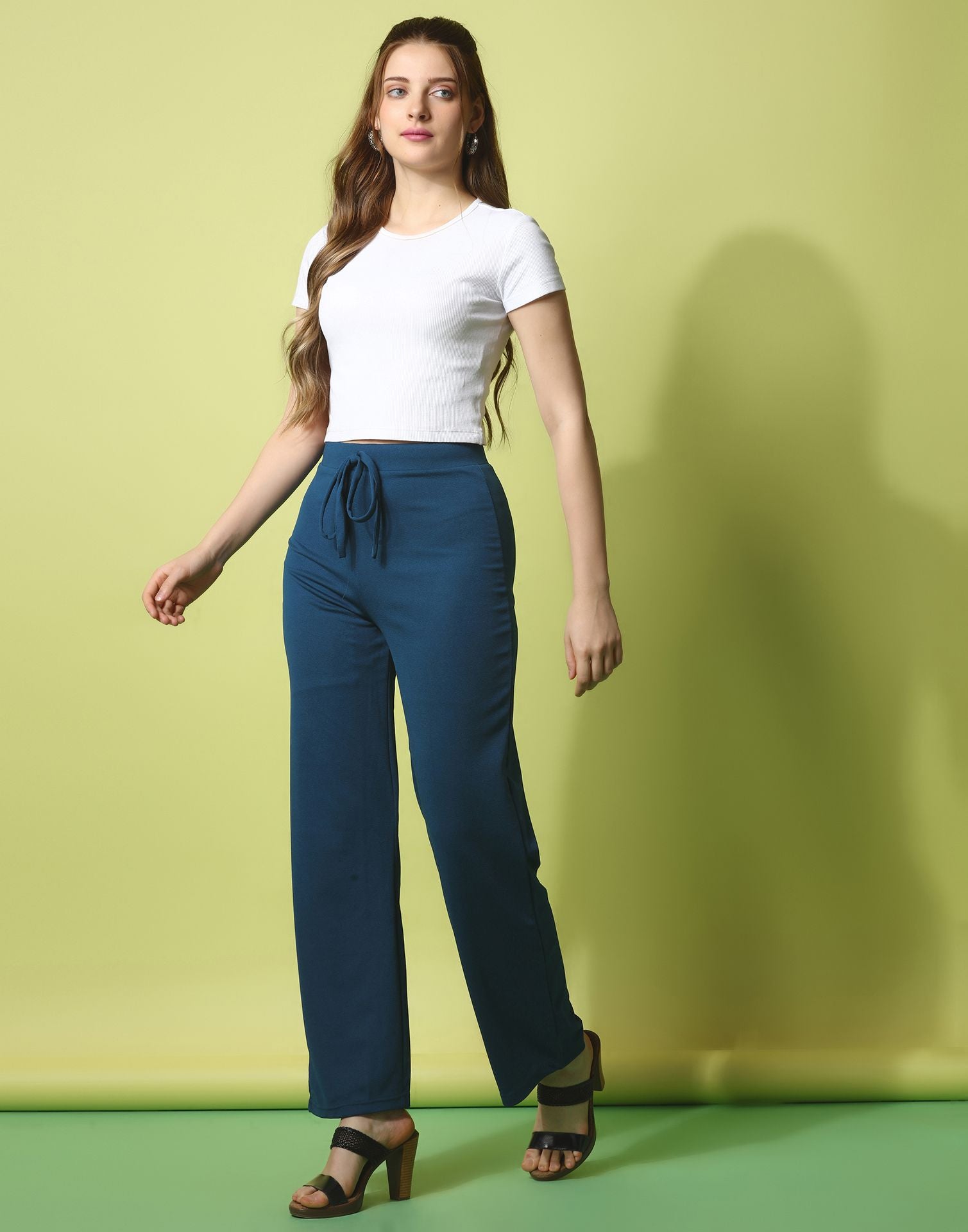 Teal knotted Straight Fit Trouser | Sudathi