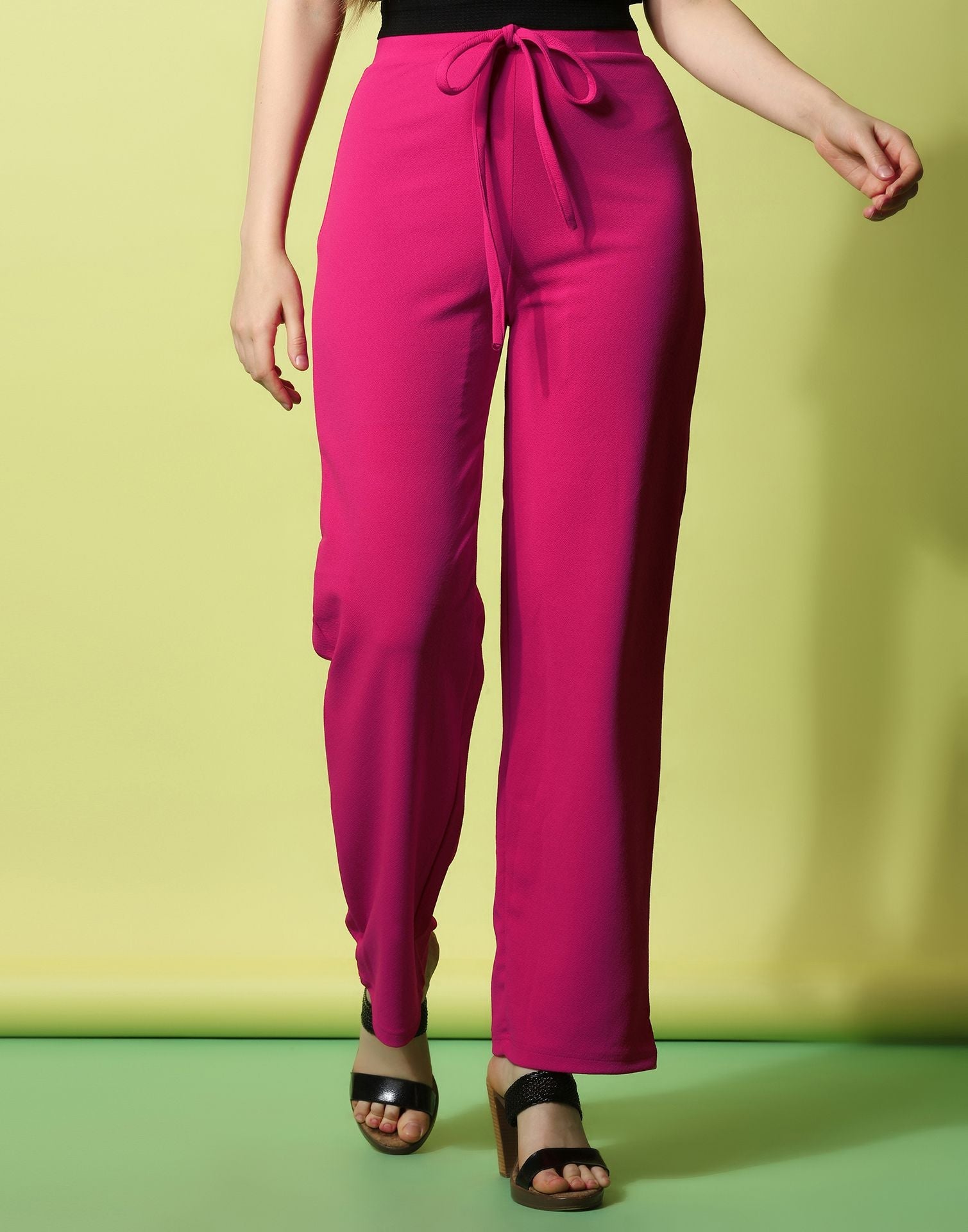 Pink knotted Straight Fit Trouser | Sudathi