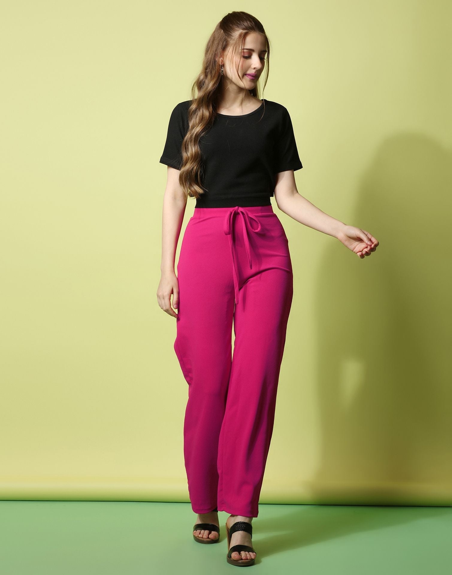 Pink knotted Straight Fit Trouser | Sudathi