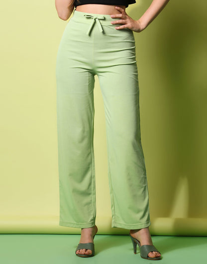 Pista Green knotted Straight Fit Trouser | Sudathi