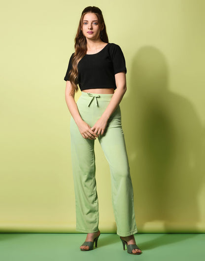 Pista Green knotted Straight Fit Trouser | Sudathi
