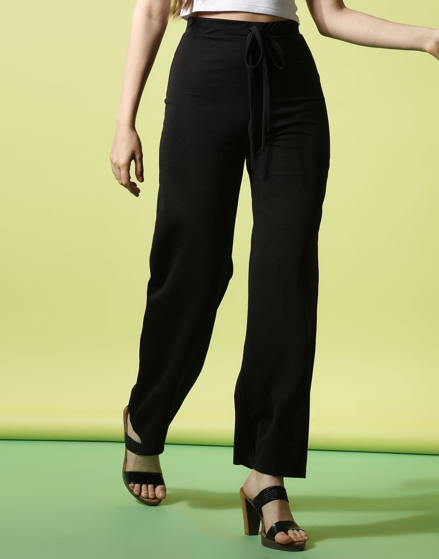 Black knotted Straight Fit Trouser | Sudathi