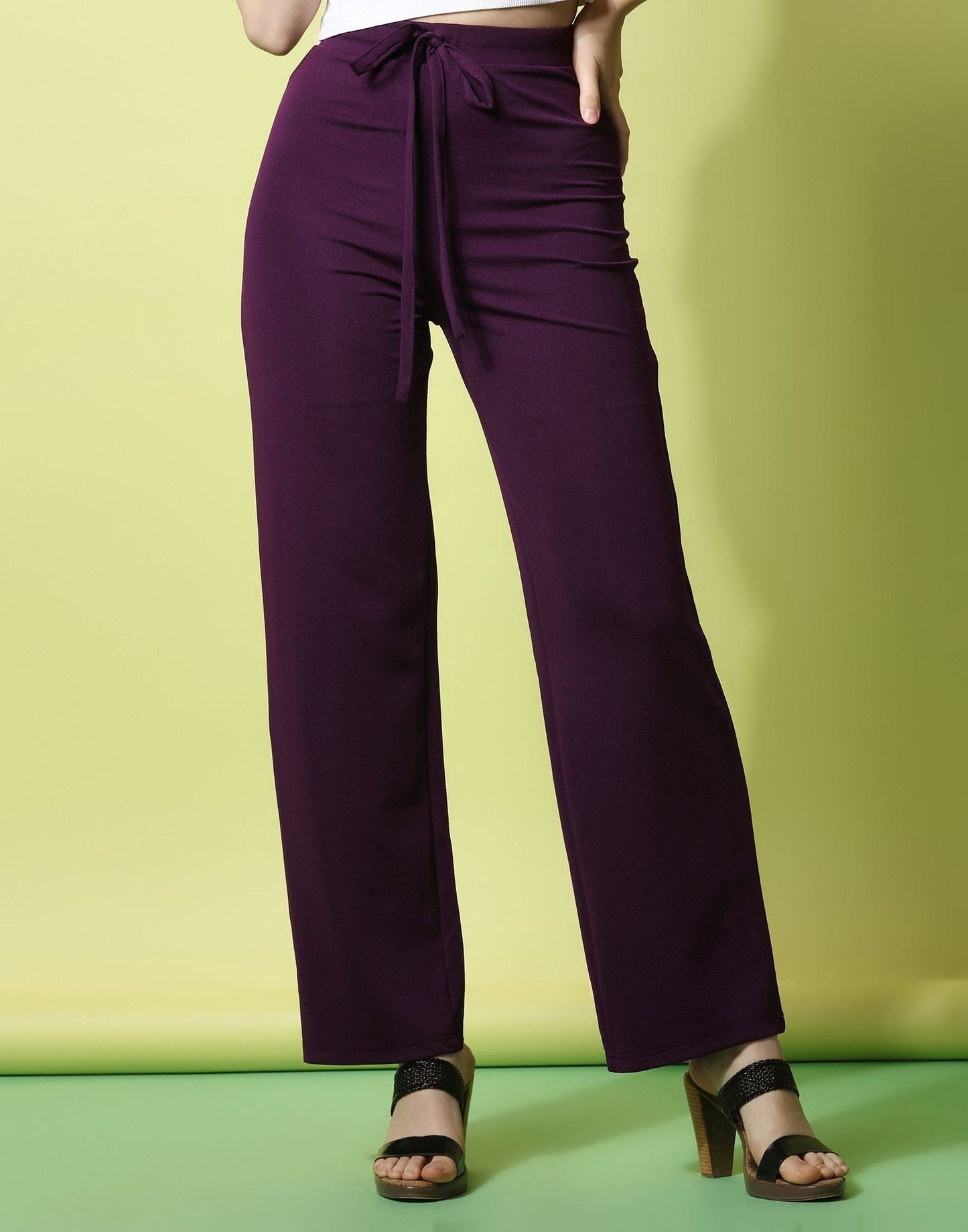 Wine knotted Straight Fit Trouser | Sudathi