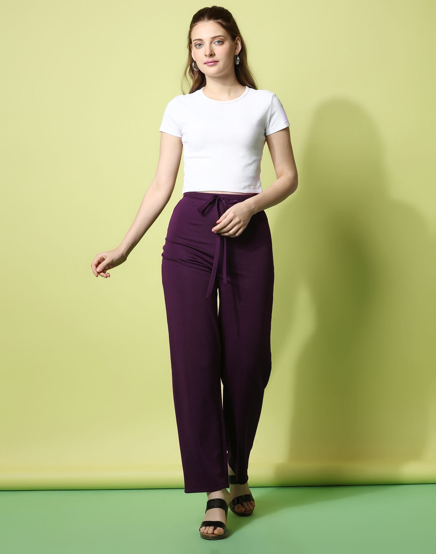 Wine knotted Straight Fit Trouser | Sudathi