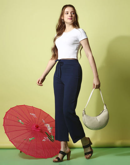 Blue knotted Straight Fit Trouser | Sudathi