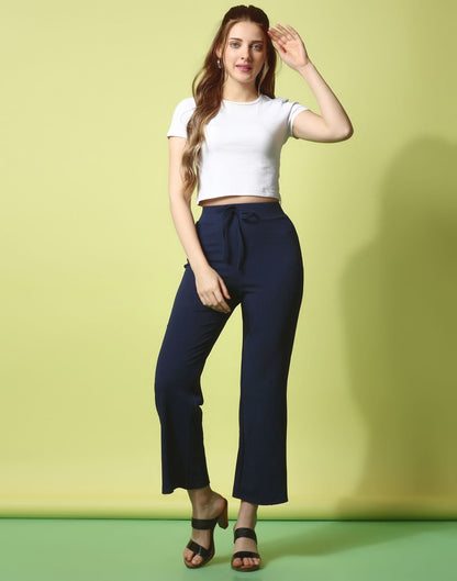 Blue knotted Straight Fit Trouser | Sudathi