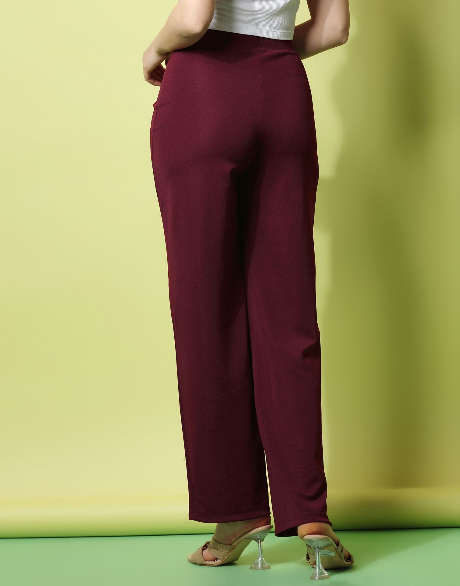 Maroon knotted Straight Fit Trouser | Sudathi
