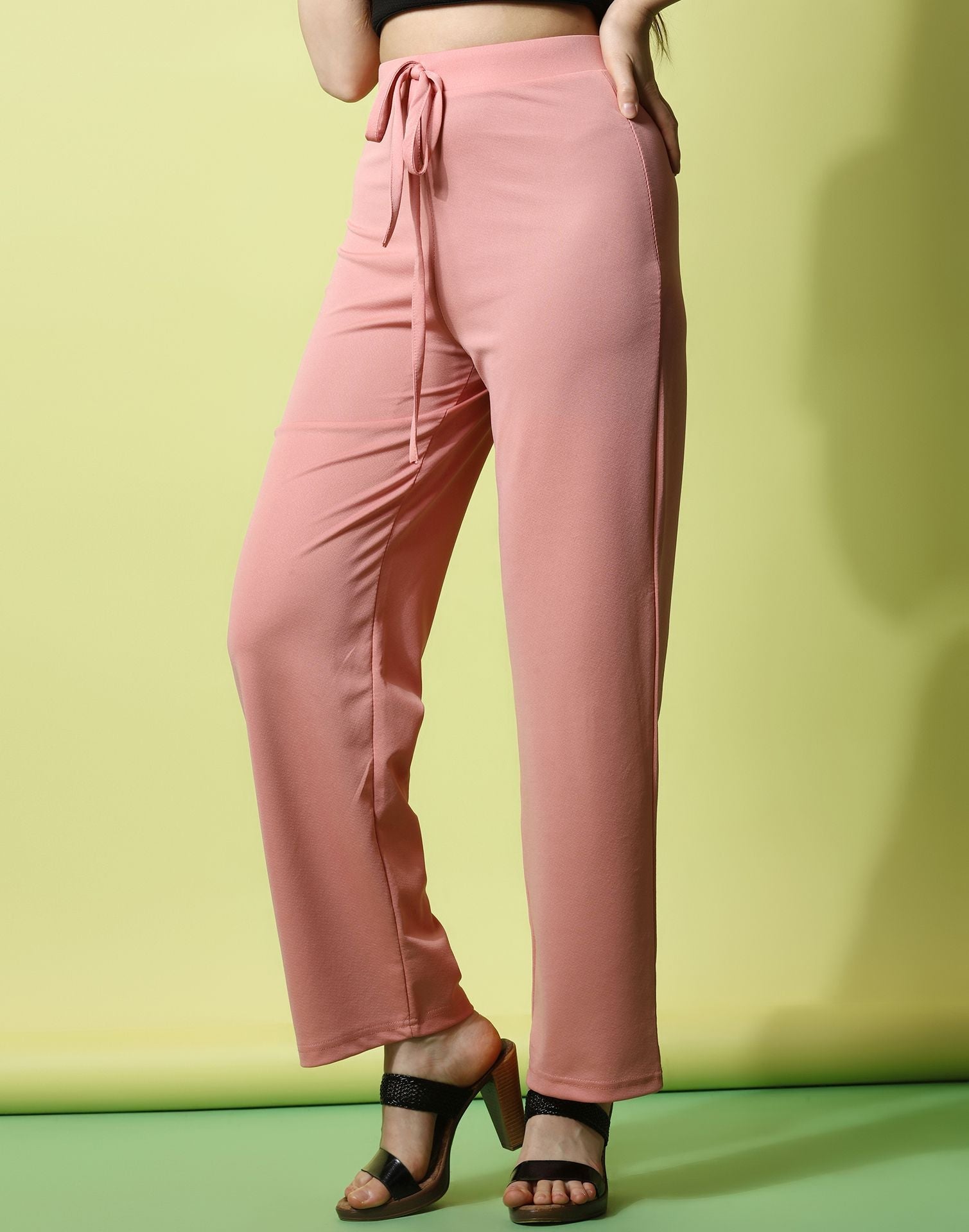 Peach knotted Straight Fit Trouser | Sudathi