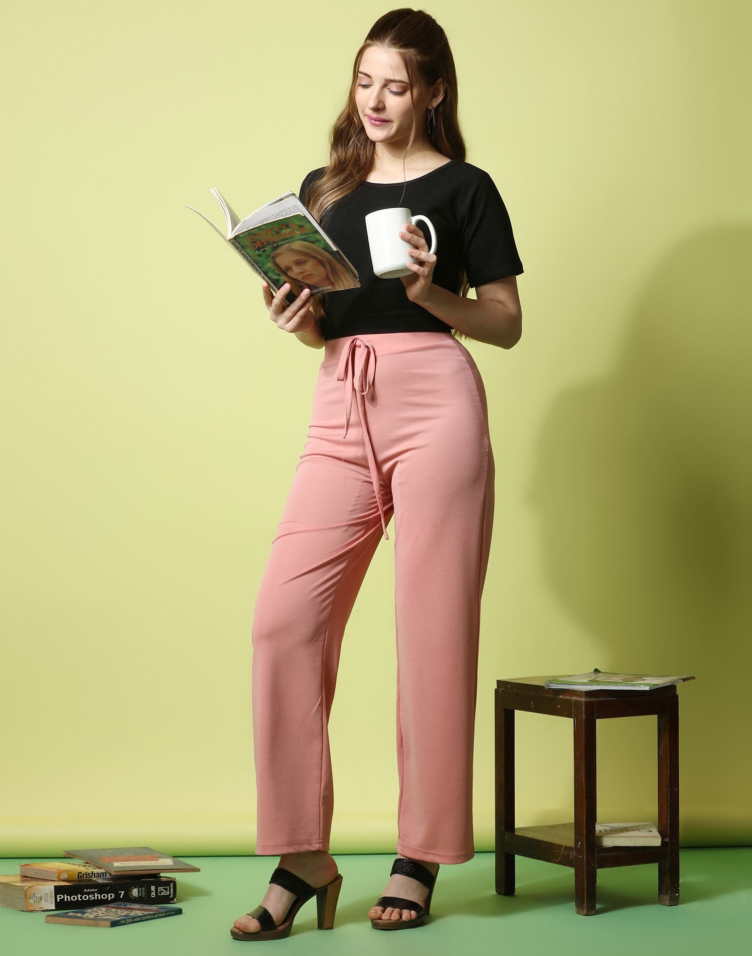 Peach knotted Straight Fit Trouser | Sudathi