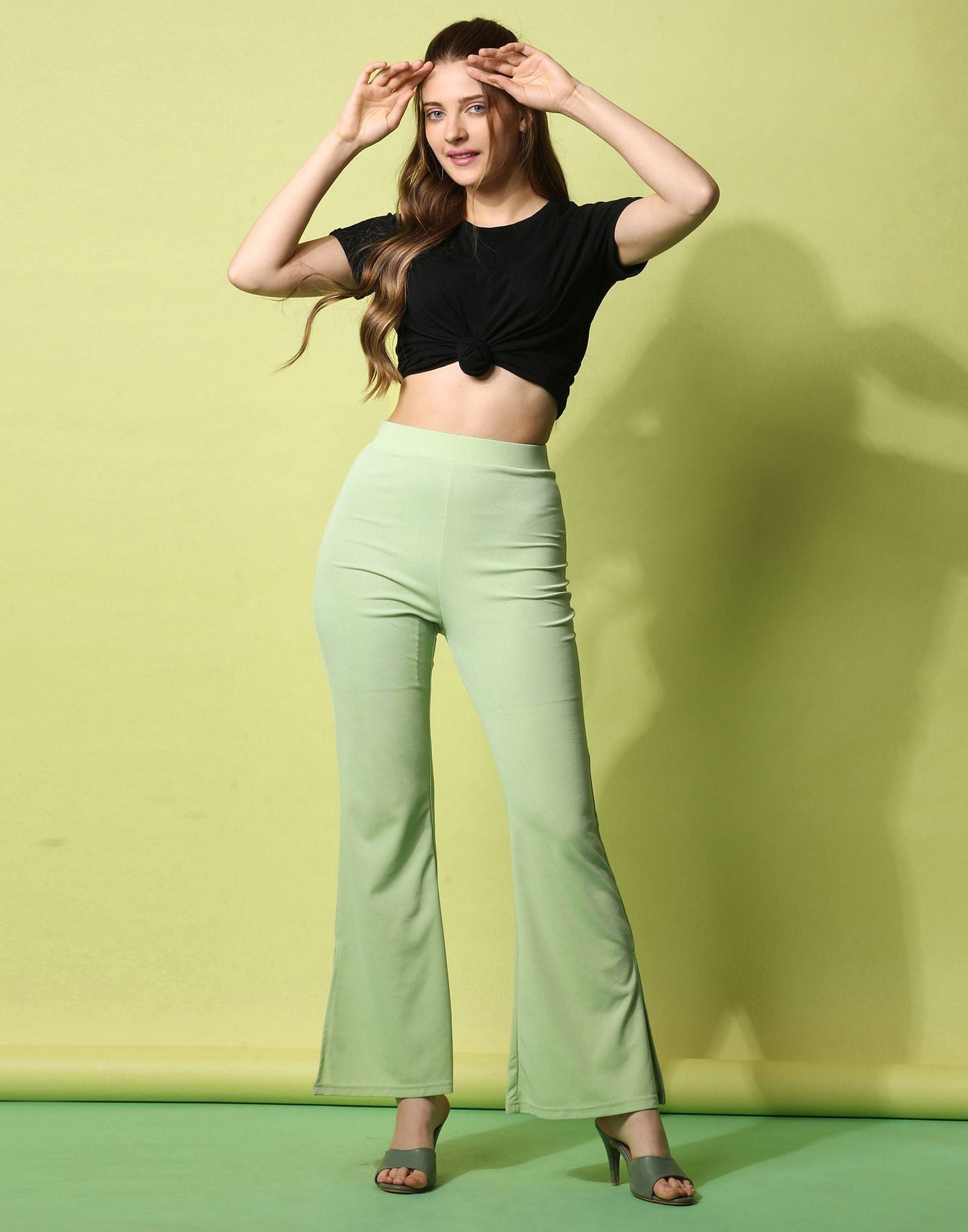 Pista Green Flared Trouser | Sudathi