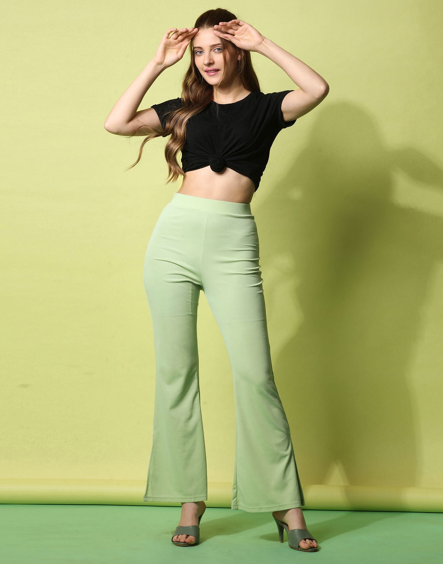 Pista Green Flared Trouser | Sudathi