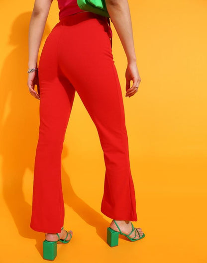 Red Flared Trouser