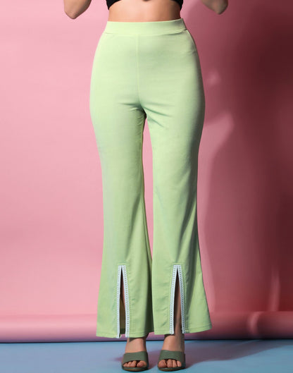 Pista Green Flared Trouser | Sudathi
