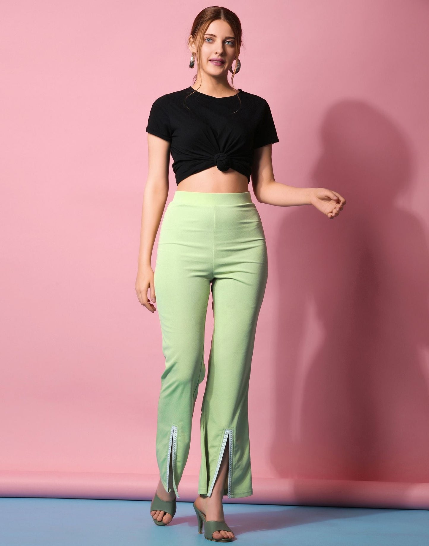 Pista Green Flared Trouser | Sudathi