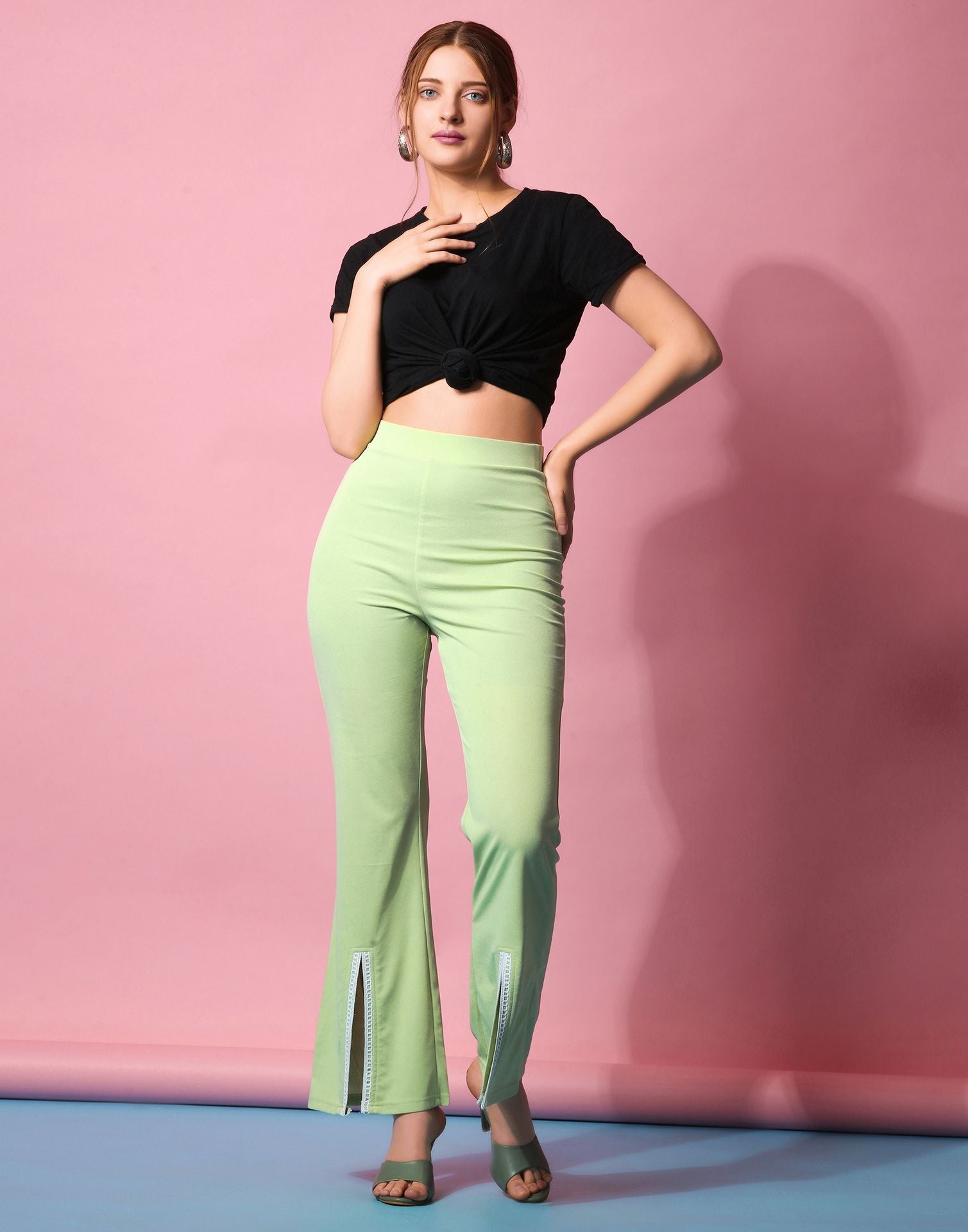 Pista Green Flared Trouser | Sudathi