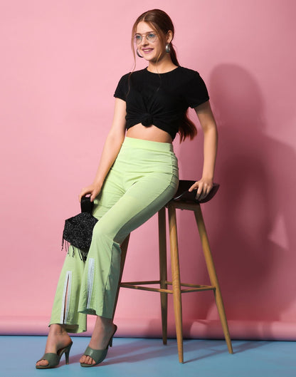 Pista Green Flared Trouser | Sudathi