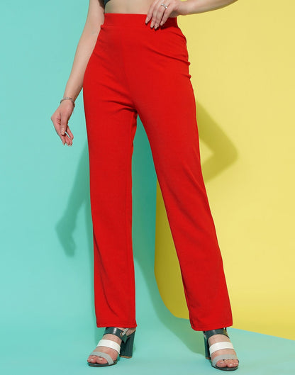 Red Straight Fit Trouser | Sudathi