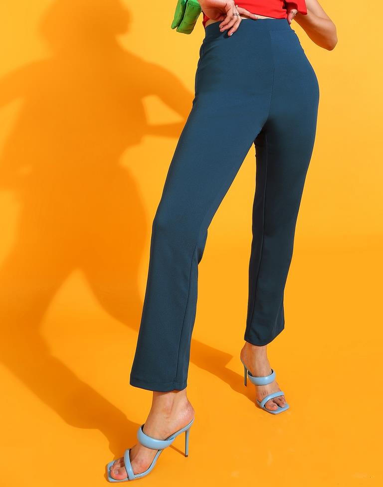 Teal Straight Fit Trouser