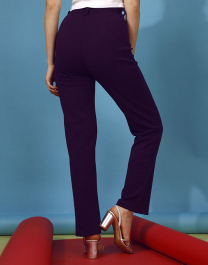 Wine Pin Tuck Straight Fit Trouser | Sudathi