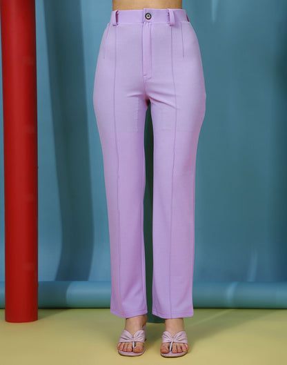 Lavender Pin Tuck Straight Fit Trouser | Sudathi