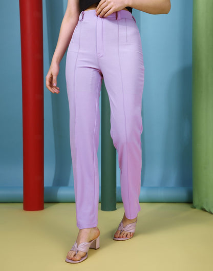 Lavender Pin Tuck Straight Fit Trouser | Sudathi