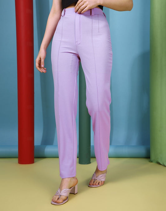 Lavender Pin Tuck Straight Fit Trouser | Sudathi