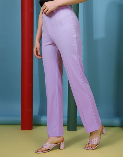 Lavender Pin Tuck Straight Fit Trouser | Sudathi