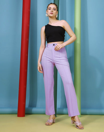 Lavender Pin Tuck Straight Fit Trouser | Sudathi