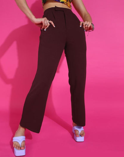 Maroon Straight Trouser
