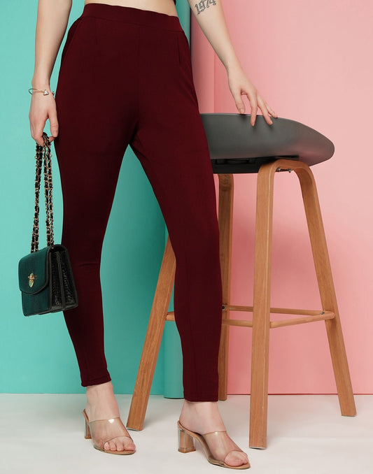 Maroon Leggings Fit Pant | Sudathi