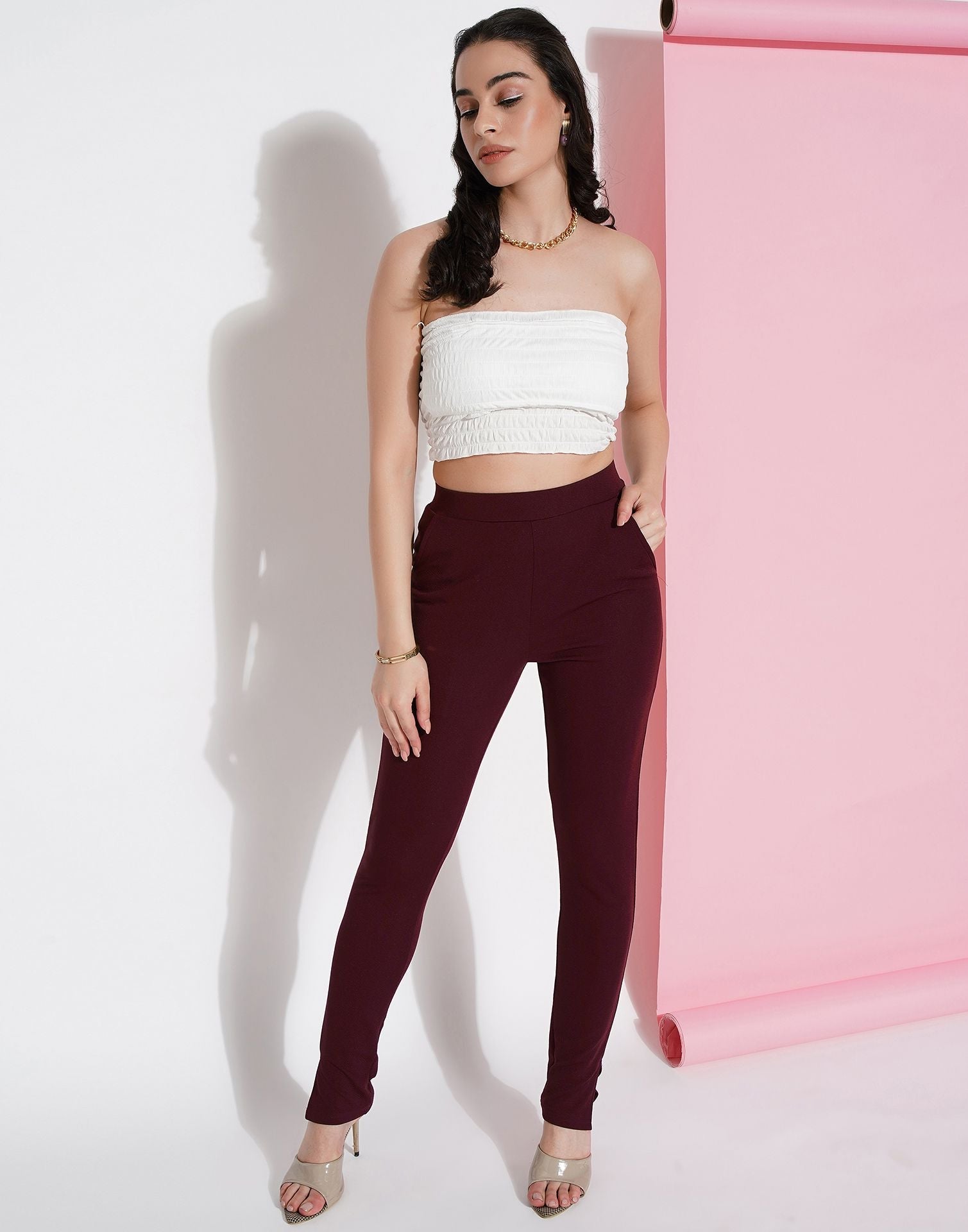 Maroon Leggings Fit Pant | Sudathi