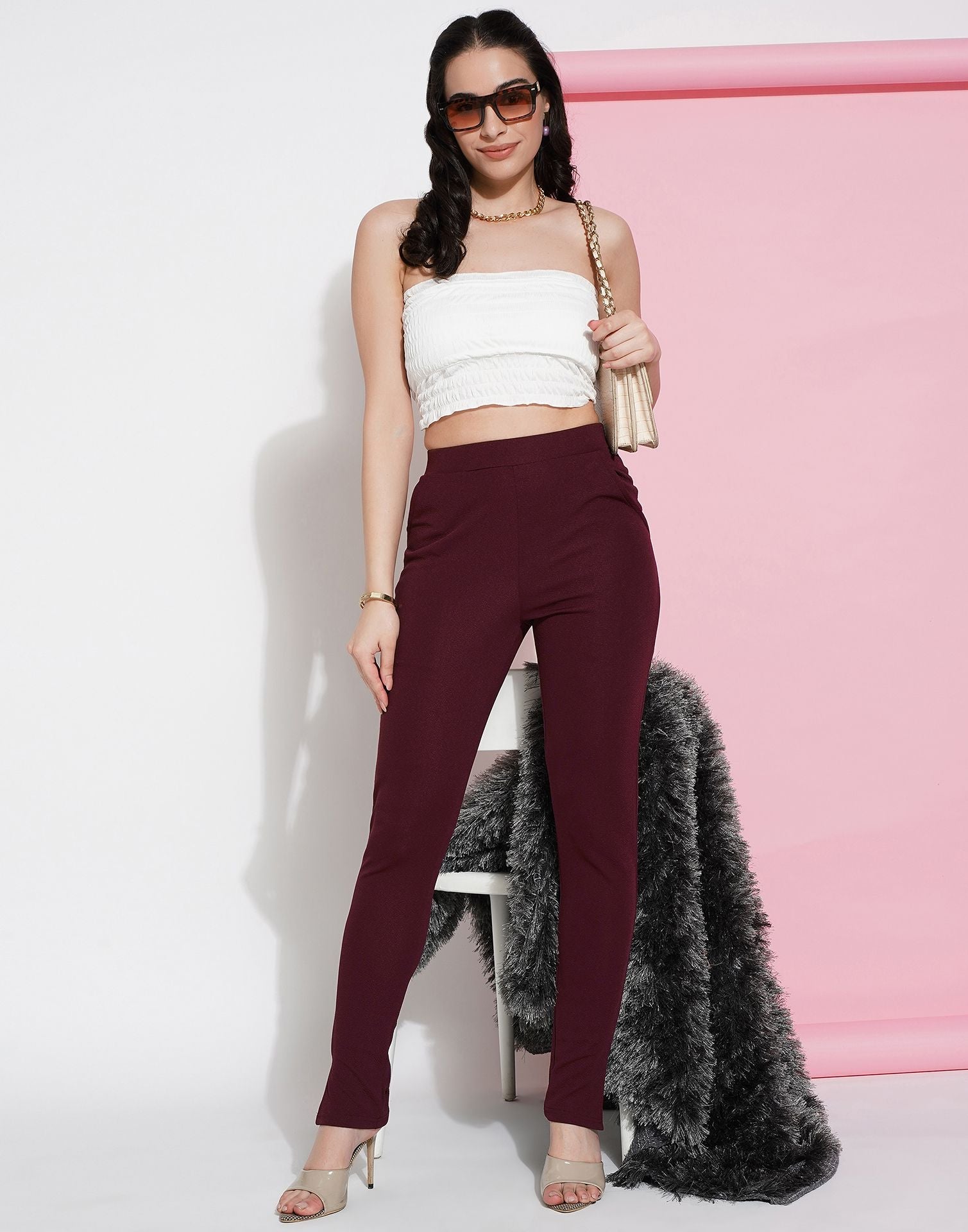 Maroon Leggings Fit Pant | Sudathi