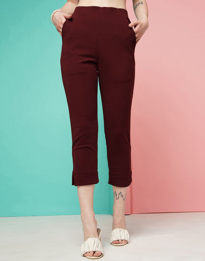 Maroon Ankle Length Trouser | Sudathi