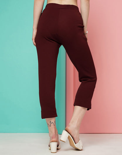 Maroon Ankle Length Trouser | Sudathi