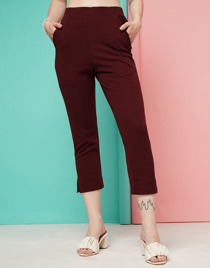 Maroon Ankle Length Trouser | Sudathi