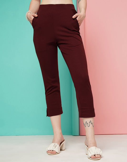 Maroon Ankle Length Trouser | Sudathi