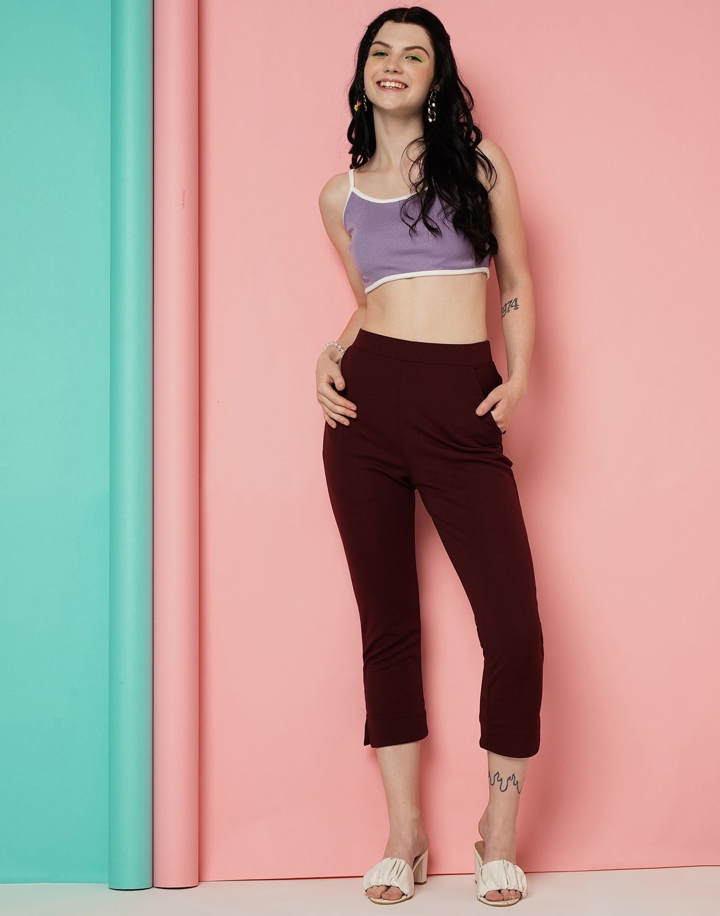 Maroon Ankle Length Trouser | Sudathi