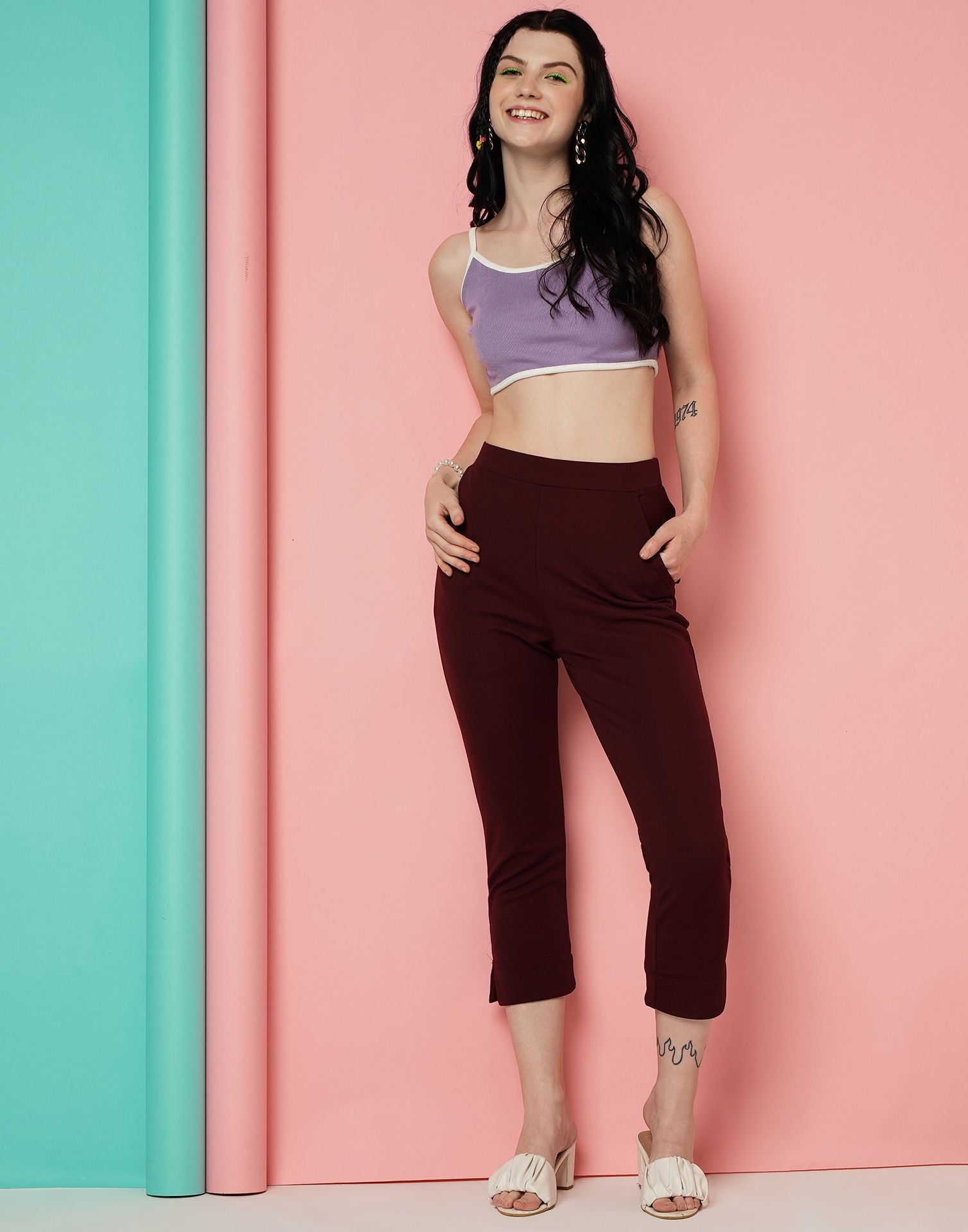 Maroon Ankle Length Trouser | Sudathi