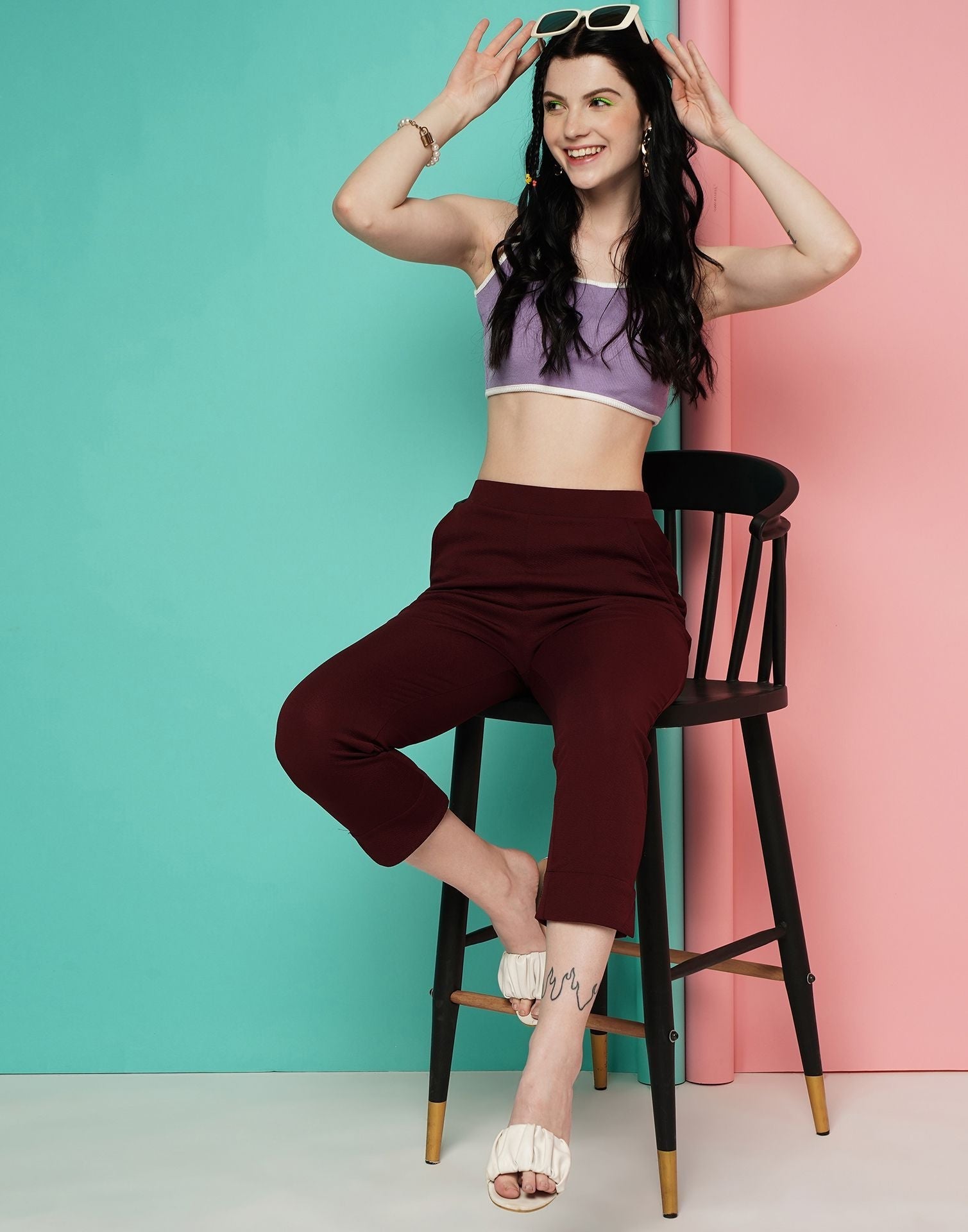 Maroon Ankle Length Trouser | Sudathi