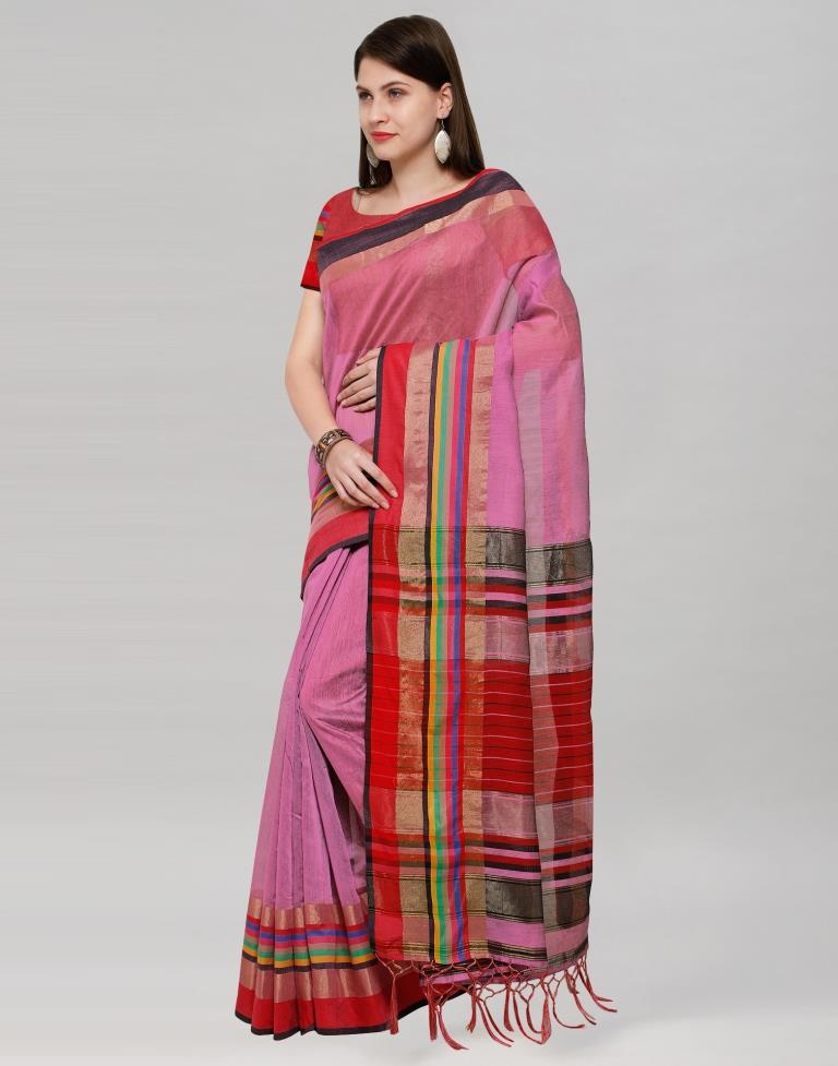 Purple Coloured Poly Silk Border Casual Saree | Sudathi