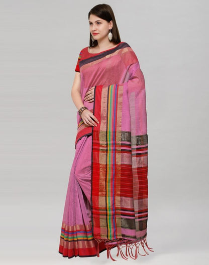 Purple Coloured Poly Silk Border Casual Saree | Sudathi