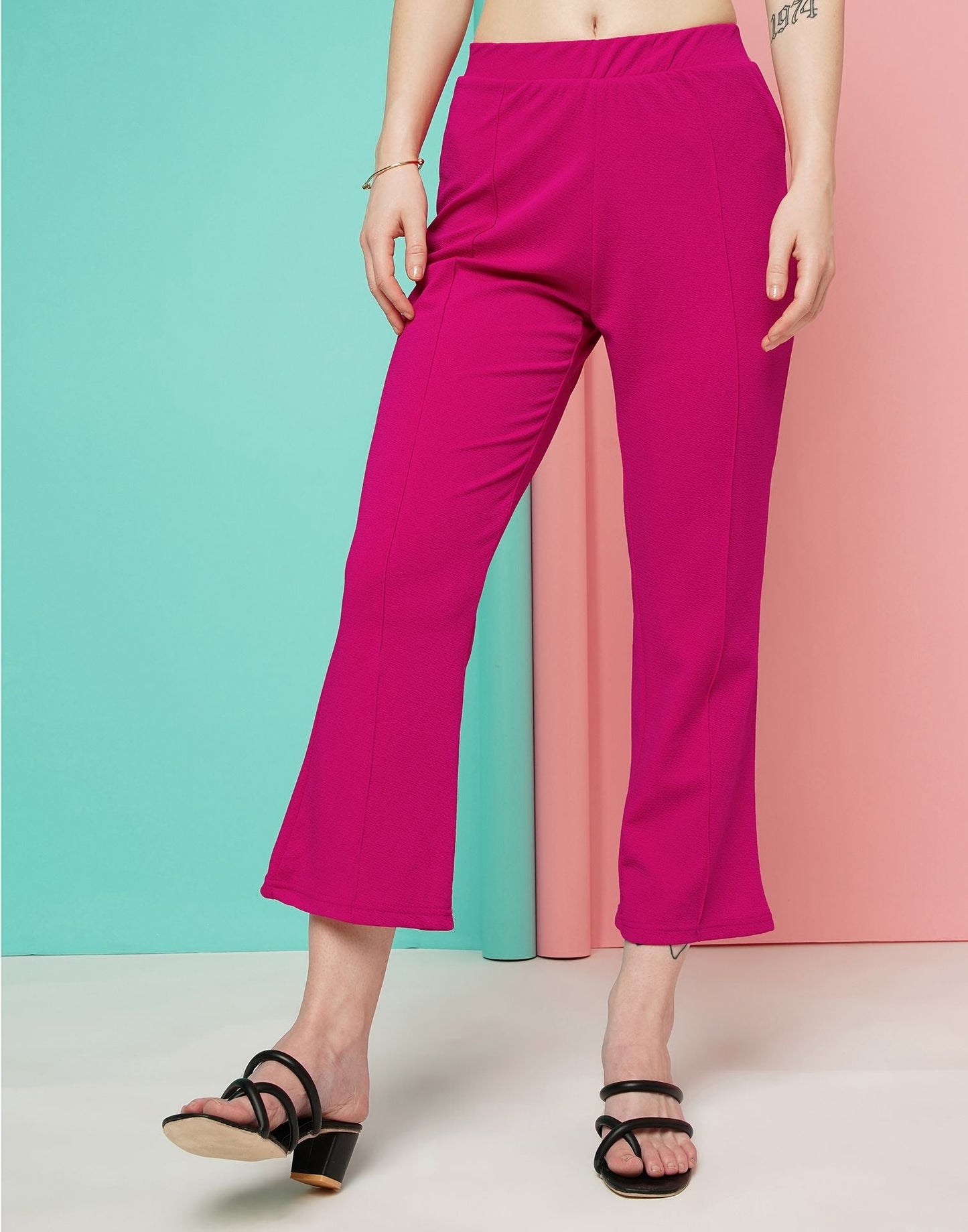 Pink Pin Tuck Ankle Length Trouser | Sudathi