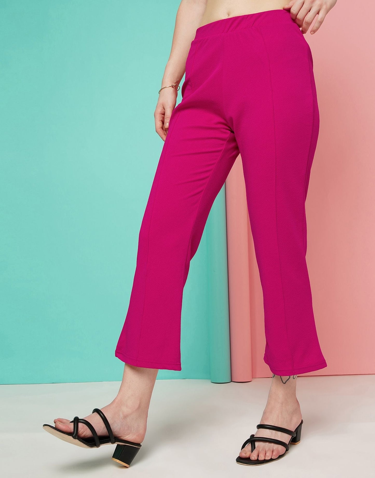 Pink Pin Tuck Ankle Length Trouser | Sudathi
