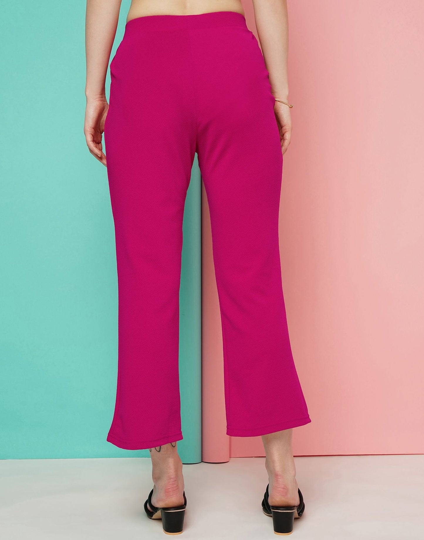 Pink Pin Tuck Ankle Length Trouser | Sudathi