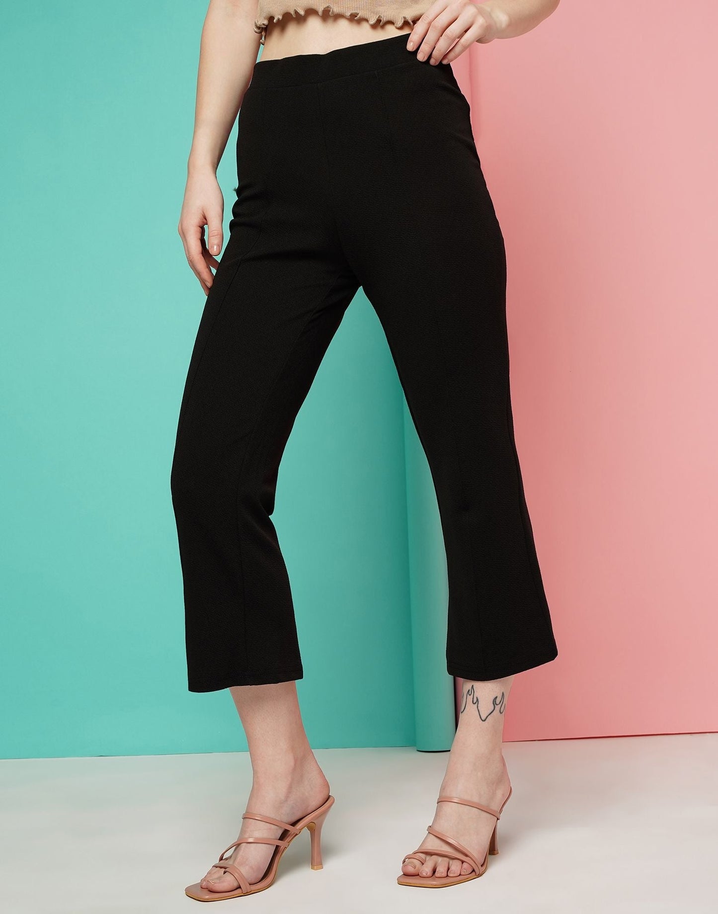 Black Pin Tuck Ankle Length Trouser | Sudathi