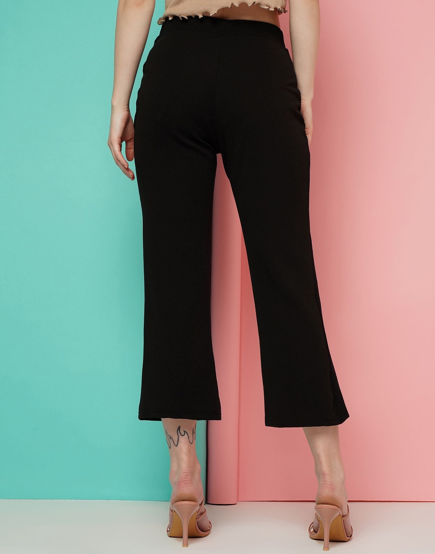 Black Pin Tuck Ankle Length Trouser | Sudathi