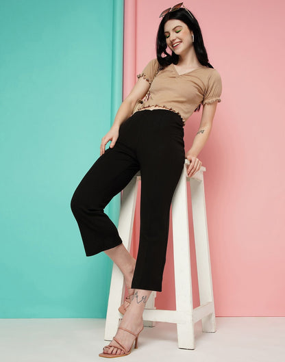Black Pin Tuck Ankle Length Trouser | Sudathi
